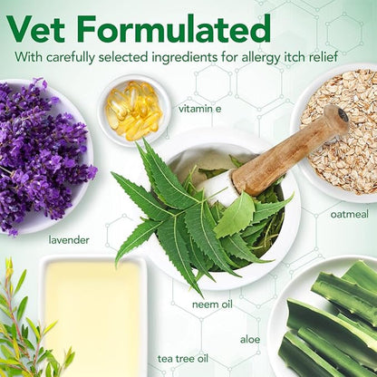 Vet's Best Allergy Itch Relief Dog Shampoo, Oatmeal Dog Shampoo for Itchy Skin, Cleans and Relieves Discomfort from Seasonal Allergies, Anti Itch Dog Shampoo, 16 Oz