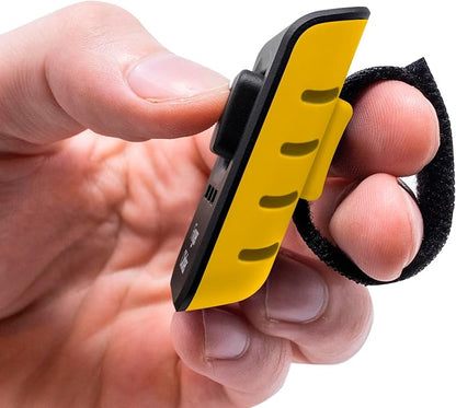 Educator Dog Training Finger Clicker – Audible Positive Reinforcement Trainer with Adjustable Sound & Velcro Finger Strap – Portable Pet Obedience Training Tool, Yellow