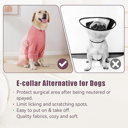 Dog Recovery Suit for Surgery Dog Onesie for Female and Male E-Collar Alternative Anti Shedding Pajamas Long Sleeve Claming Bodysuit Pink XXXL