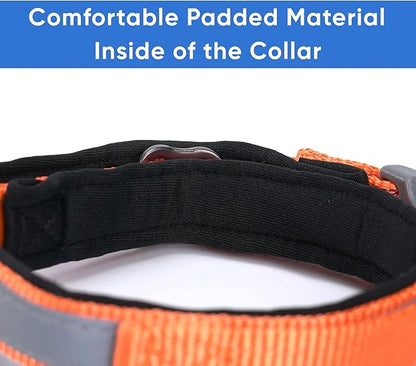 Pawtitas Lumberjack Padded Martingale Collar for Dogs | Soft Neoprene Dog Collar for Your pet's Comfort Made with Reflective Band for Maximum Visibility | Fits Small and Large Pets - Small Orange