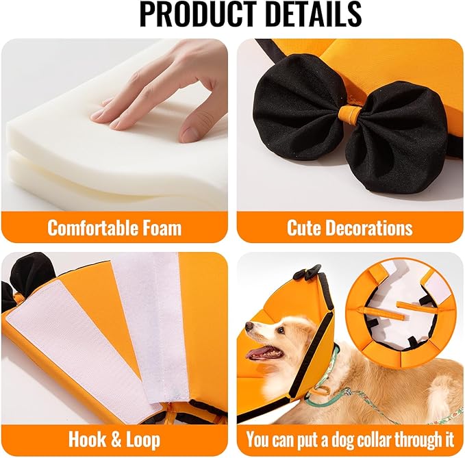 MAXFUT Soft Dog Cone Collar,Foam Cone for Dogs to Stop Licking After Surgery,Non Inflatable Dog Donut Cone (Orange, XXXL)