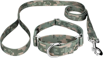 Country Brook Petz - Digital Camo Martingale Dog Collar and Leash Limited Edition - Camouflage Collection Featuring Rugged Designs (1/2 Inch, 2XS)