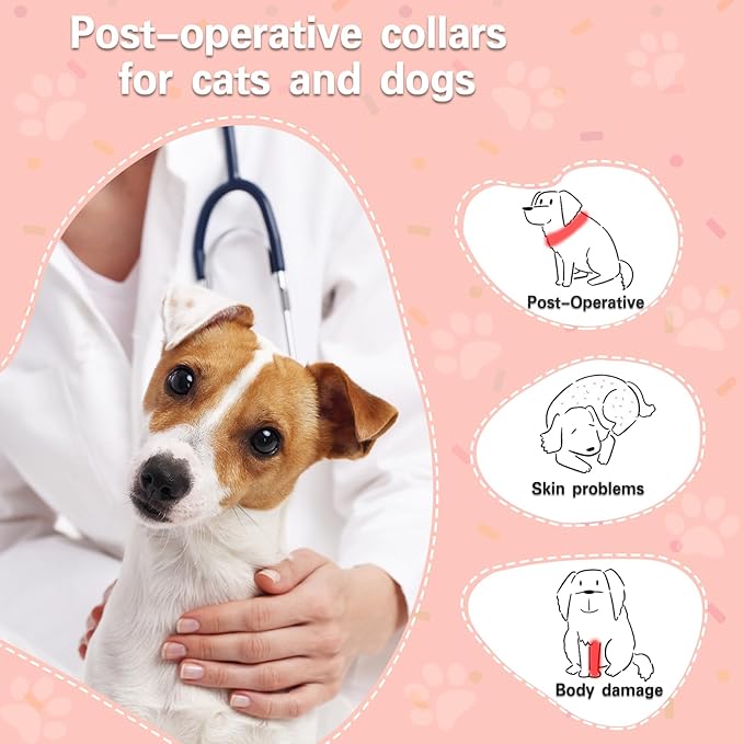 MRSOHRET Dog Cone, Dog Surgery Collar, Inflatable Cones for Small Medium Large Dogs, Pink Doughnut Dog Recovery Collar, Does not Impede Vision