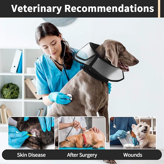 Allroaring Dog Cone, Soft Dog Cones for Small Dogs, Adjustable Doggie Cone Collar to Stop Licking, Professional Pet Recovery Cones E-Collar for Dogs Aftert Surgery Wound Healing, Black S