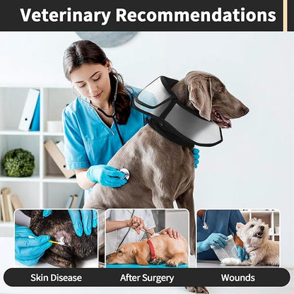 Allroaring Dog Cone Alternative, Soft Dog Cones for Large Dogs, Adjustable Doggie Recovery Cone Collar Comfy Pet Elizabethan Collars to Stop Licking for Wound Healing Care Spay Neuter, Black L