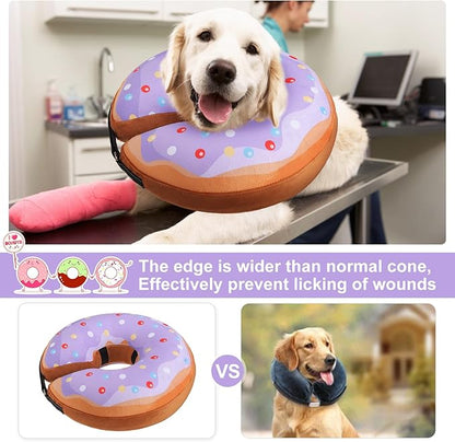 BEAUTYZOO Dog Cone Alternative After Surgery for Large Medium Small Dogs, Soft Inflatable Cone Collar for Dogs Cats, Dog Neck Donut E Collar Dog Recovery Collar to Stop Licking, Purple Donut, XL