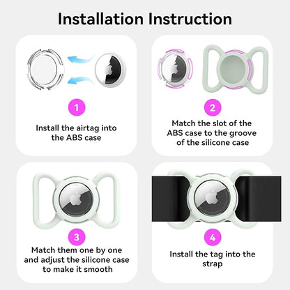 Waterproof Airtag Dog Collar Holder, Silicone & ABS Airtag Holder for Dog & Cat Collars, Ultra-Durable, Lightweight and Protective Airtag Case (Luminous, Large)