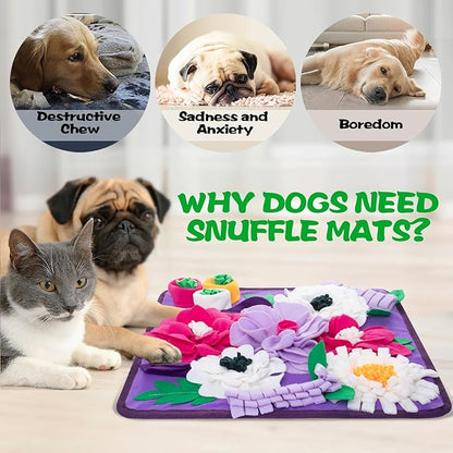 Snuffle Mat for Dogs,Dog Feeding Mat Sniff Mat Interactive Dog Puzzle Mat for Training and Stress Relief Encourages Natural Foraging Skills (Purple)