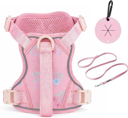 Petmolico No Pull Cute Dog Harness for Small Dogs, with Two Leash Clips and Soft Handle, Reflective Easy Walk Dog Harness- Light Pink,Small