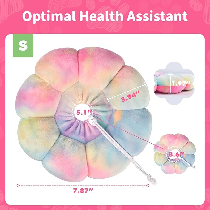 Dog Cat Surgical Recovery Cone Dog Protective Collar, Pet Recovery E-Collar Soft Neck Cone to Stop Licking Wound for Cats & Kittens Small Dog After Surgery (Pinkblue, S)