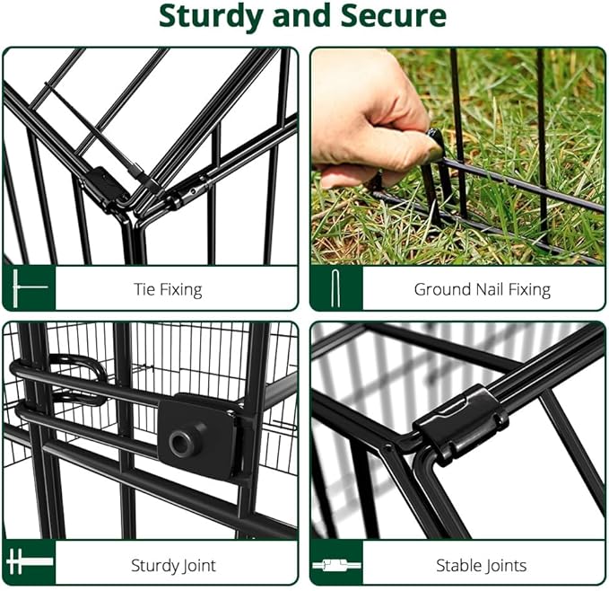 PawGiant Chicken Coop, Chicken Run Pen for Yard with Cover Outdoor Metal Portable Chicken Tractor Cage Enclosure Crate Outside for Small Animals Duck Rabbit Hen 130"×40"×40"