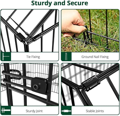 PawGiant Chicken Coop, Chicken Run Pen for Yard with Cover Outdoor Metal Portable Chicken Tractor Cage Enclosure Crate Outside for Small Animals Duck Rabbit Hen 130"×40"×40"