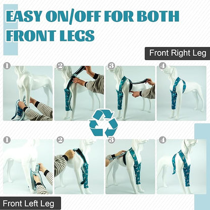 ROZKITCH Dog Leg Protector for Front Right Left Leg, Pet Prevent Licking Wound Elbow Knee Protector, Dog Recovery Suit Cone Collar Alternative for Sprain ACL CCL Arthritis Joint Care Zebra XXS