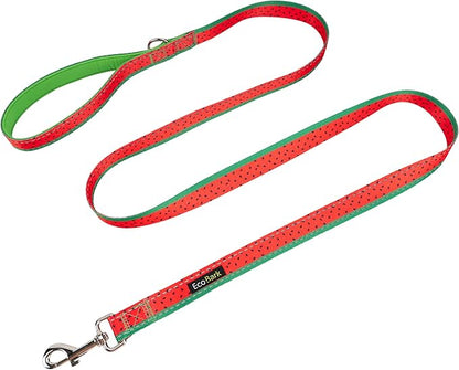 EcoBark Dog Leash - Soft & Reflective Comfort Leashes with Padded Handle - Safe, Strong, & Durable for Small, Medium or Large Dogs (Watermelon)