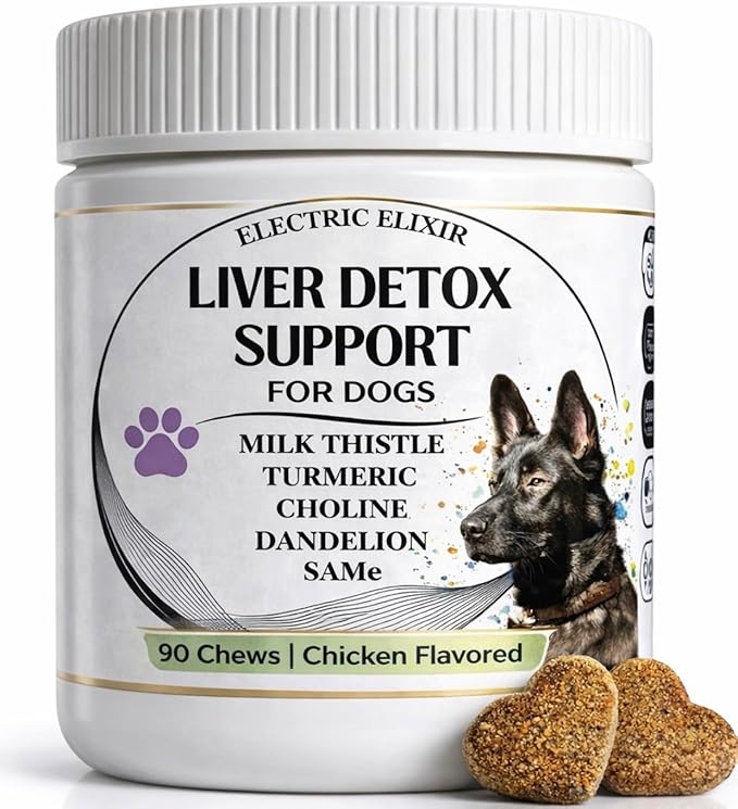 Advanced Liver Support Supplement for Dogs – Milk Thistle, Turmeric, Same & Choline – Liver Detox, Kidney Support, Immunity & Metabolic Boost – Organic Ingredients, Natural Chicken Flavor – 90 Chews