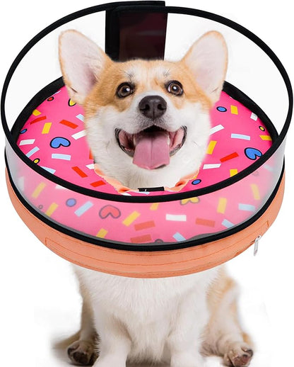 MRSOHRET Dog Cone, Dog Surgery Collar, Inflatable Cones for Small Medium Large Dogs, Pink Doughnut Dog Recovery Collar, Does not Impede Vision