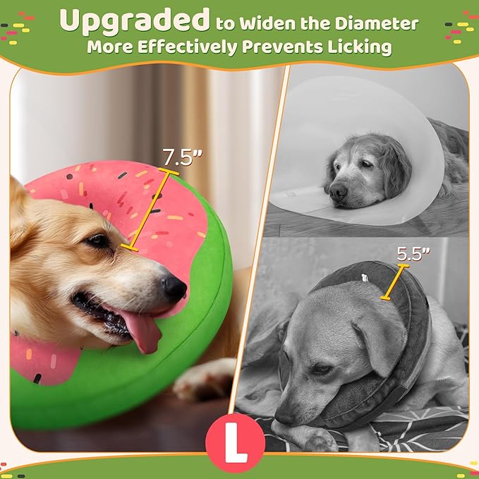 Gimars Large Inflatable Dog Cone Alternative Dog Donut Collar After Surgery, Soft Dog Neck Pillow Recovery Cone, E Collar and Elizabethan Collar Alternative for Medium and Large Dogs