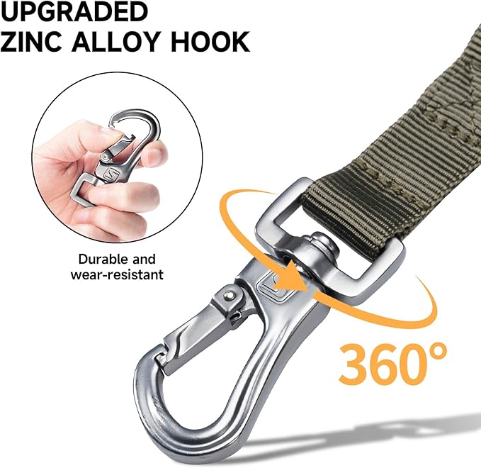 Excellent Elite Spanker Tactical Bungee Dog Leash Military Adjustable Dog Leash Quick Release Elastic Leads Rope with 2 Control Handle(Ranger Green)
