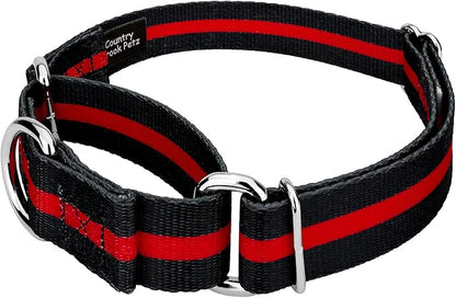 Country Brook Petz - Thin Red Line Martingale Dog Collar and Leash - Camouflage Collection Featuring Rugged Designs (1 Inch, Medium)