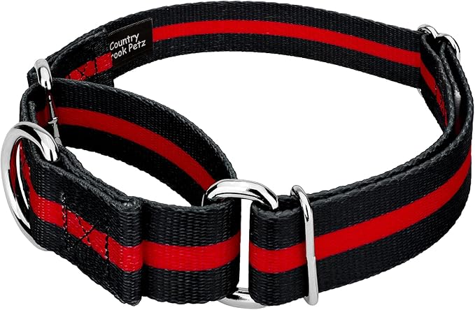 Country Brook Petz - Thin Red Line Martingale Dog Collar and Leash - Camouflage Collection Featuring Rugged Designs (1/2 Inch, 2XS)