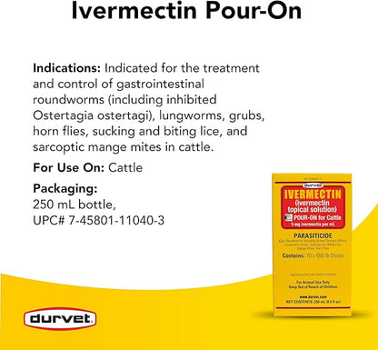 Durvet Ivermectin Pour On Dewormer 250mL