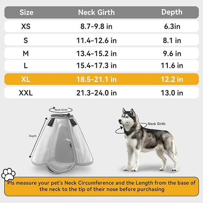 Upgraded Dog Cone Collar for Large Medium Dogs, Soft Dog Cone with Double-Layer Design, Adjustable Pet Recovery Collar for Dogs After Surgery, Elizabethan Collar (XL, Grey)