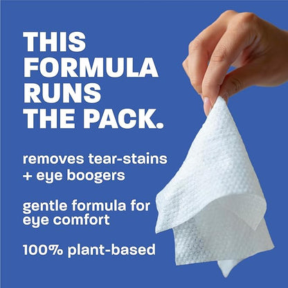 TropiClean Tearless Dog Eye Wipes, Dermatologist Approved Tear Stain Remover for Dogs & Cats, Gentle & Safe for Daily Use, Made in USA, 50ct.