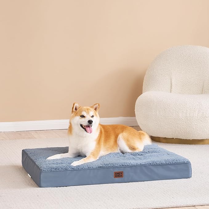 EHEYCIGA Orthopedic XL Dog Beds for Extra Large Dogs with Removable Washable Cover for Crate,Spa Blue,41x27