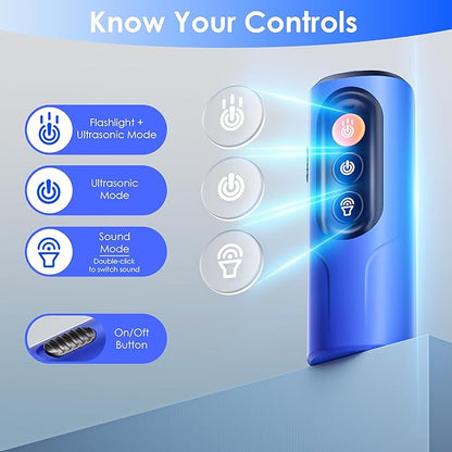 Dog Bark Deterrent Device & Anti Barking Device for Dogs, 50FT Ultrasonic Dog Trainer - Silent to Humans, Safe, Humane, Long-Lasting Rechargeable Blue Handheld with LED, Indoor/Outdoor