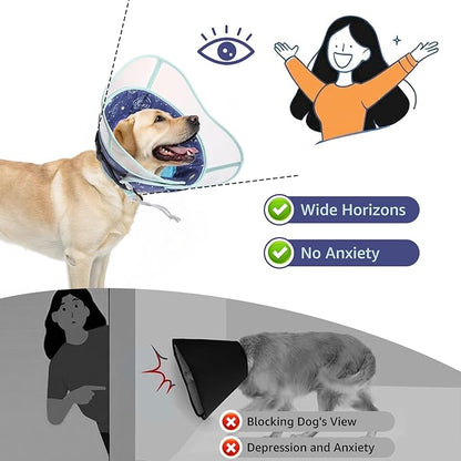 SCENEREAL Dog Cone for Dogs After Surgery, Adjustable Cone Collar Alternative to Stop Licking for Wound Care, Spay, Neuter, Soft Recovery Cone E-Collar Neck Collar for M L Size Dogs, Planet M