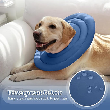 IDOMIK Dog Recovery Collar, Waterproof Soft Dog Cone After Surgery, Comfy Protective Elizabethan Collar Alternative for Dogs Cats, Adjustable Pet Neck Donut Cone Anti-Licking Biting Wounds,Navy,XL
