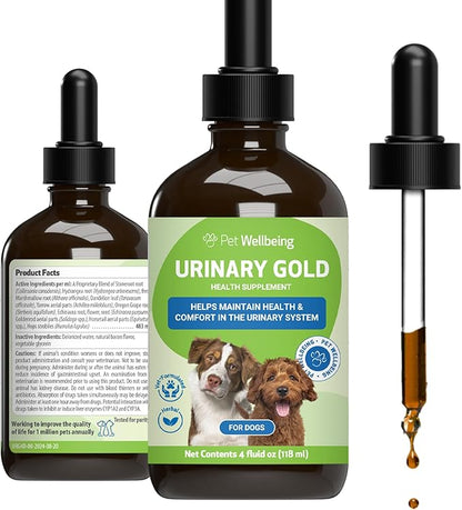 Pet Wellbeing Urinary Gold for Dogs - Vet-Formulated Multi-Herb Urinary Tract Support - Bladder Health & Urinary System Wellness - Natural Dog Supplement - 2 oz (59ml) (4 fl oz (118 ml))