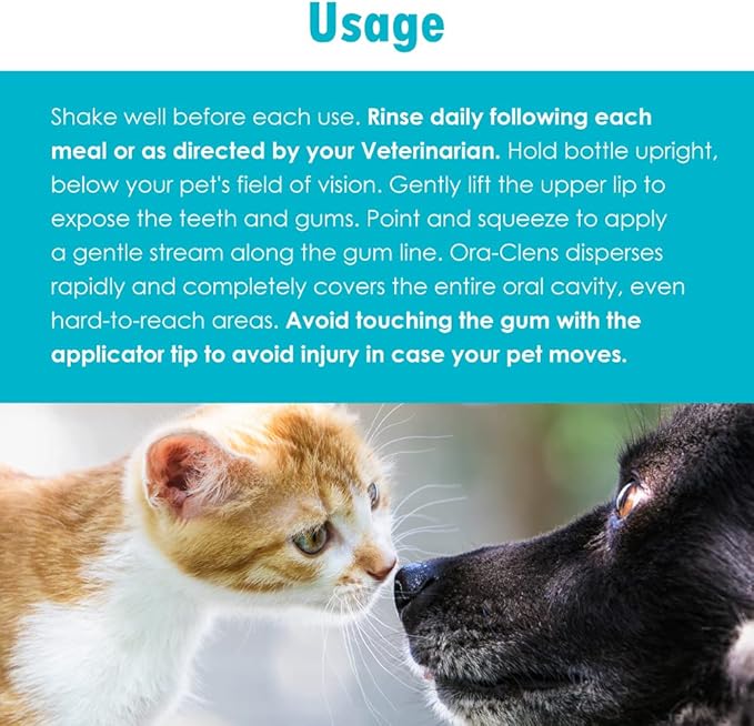 Ora-Clens Dental Rinse for Dogs & Cats - Cleans Teeth, Freshens Breath - Antimicrobial - 8 fl oz
