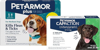 PetArmor CAPACTION Oral Flea Treatment for Dogs (6 Doses) + Bonus PetArmor Plus Topical Flea & Tick Treatment & Preventative for Dogs 25-44 lbs (1 Dose)