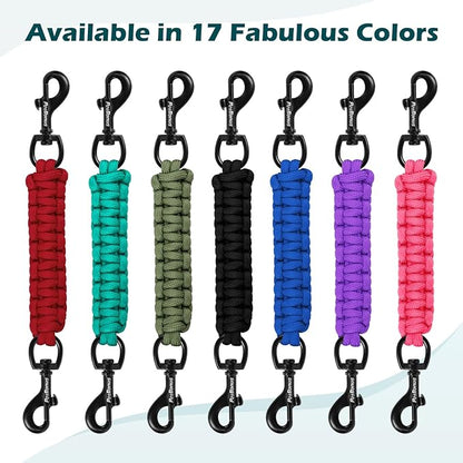 PetBonus Dog Collar Safety Clip, Handmade Backup Safety Strap for Dog Harness, Prong, Pinch Collar, Double Ended Clasp Leash Connector (Black)