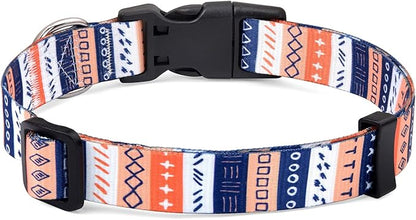 Mihqy Dog Collar with Bohemia Floral Tribal Geometric Patterns - Soft Ethnic Style Collar Adjustable for Small Medium Large Dogs(Simple Symbols,XS)