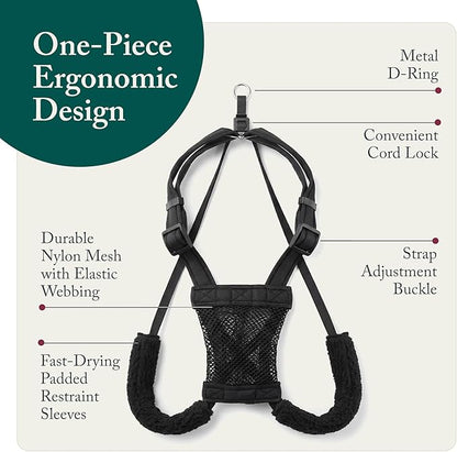 Sporn No Pull Dog Harness, Durable Nylon Mesh Harness for Small Dogs, No Choke Design, Padded Restraint Sleeves, Adjustable Fit, Easy On/Off, Ideal for Small Breeds, Black