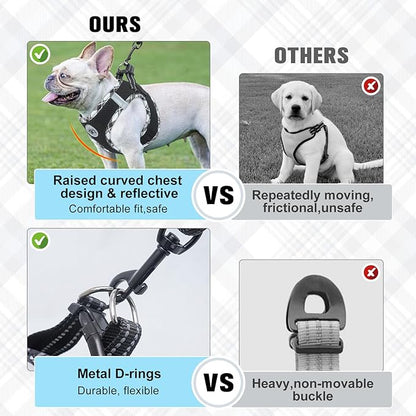 BEAUTYZOO Step in Dog Harness and Leash Set,Reflective Dog Harness No Pull No Choke Puppy Harness for Small Medium Large Dogs Cats,Soft Padded Mesh Vest Harnesses for Girl and Boy Pets,Black Plaid S