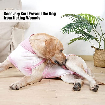 Recovery Suit for Dogs Male/Femalesurgery Tie Dye Dog Shedding Suitwound After Surgery Wear, Prevent Licking Wounds, E-Collar & Cone Alternatives M Pink2