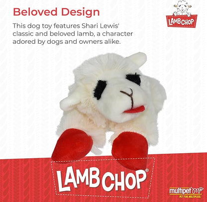 Multipet Lamb Chop Dog Plush Toy - Squeaky Toy for All Dogs - Extra Soft Plush - Stuffed Animal Dog-Toy for Cuddling & Playing - Cute Pet-Toy (6",Cream),(Pack of 3)