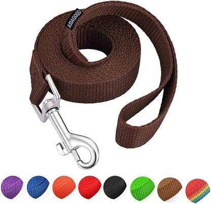 AMAGOOD 6 FT Puppy/ Dog Leash, Strong and Durable Traditional Style Leash with Easy to Use Collar Hook, Great for Small, Medium and Large Dogs (3/4 in x 6 ft(Pack of 1), Brown)