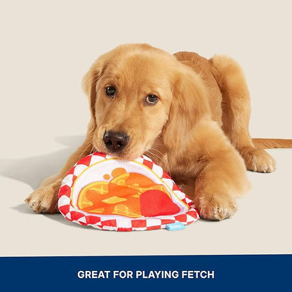 Barkbox Chicky and Woofles to Go Flying Disc Dog Toy | Fluff-Free Crinkle Disc with T-Shirt Rope Edge | Durable Fetch & Tug Toy for Dogs & Puppies