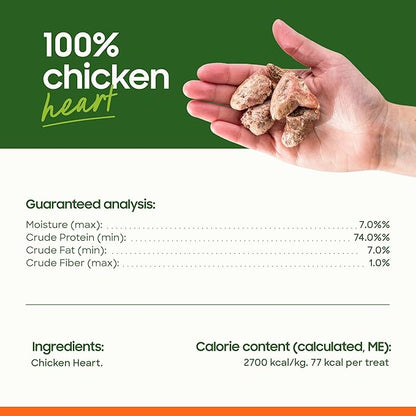 smallbatch Pets Premium Freeze-Dried Chicken Heart Treats for Dogs and Cats, 3.5 oz, Made and Sourced in The USA, Single Ingredient, Humanely Raised Meat, No Preservatives or Anything Artificial Ever