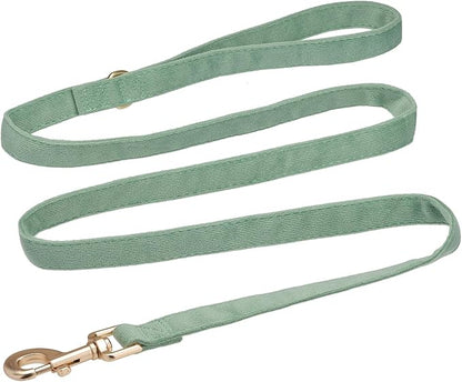 Soft Cotton Dog Leash, 5 Ft Heavy Duty Corduroy Dog Leashes with Gold Metal Hook for Small Medium Large Dogs,Medium,Grass Green