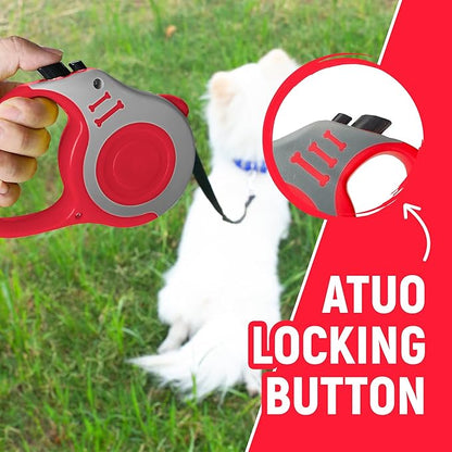 Retractable Dog Leash Automatic Telescopic Tractor Dog Tape, Pet Tape 10/16 FT Durable and Convenient, with Folding Bowl, Dispenser, Rubbish Bags, Suitable for Small and Medium Dogs