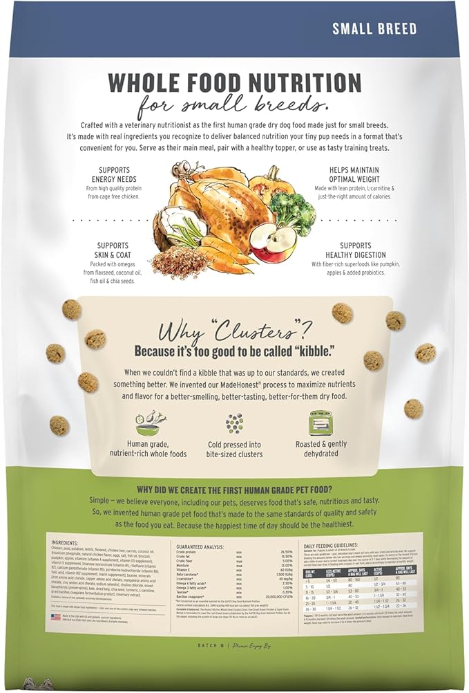 The Honest Kitchen Human Grade Whole Food Clusters Small Breed Blend Grain Free Dry Dog Food - Chicken, 10 Pound Bag