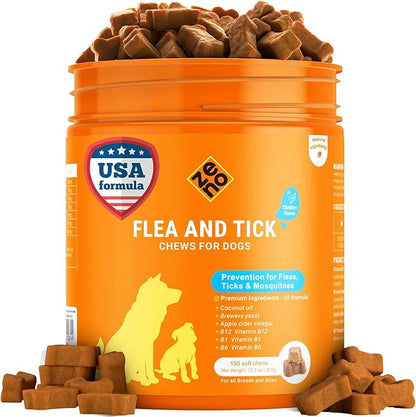 ZENO Flea and Tick Prevention Chewables for Dogs - 150 Chews - Flea & Tick Control - Oral Dosage - Chicken Flavor