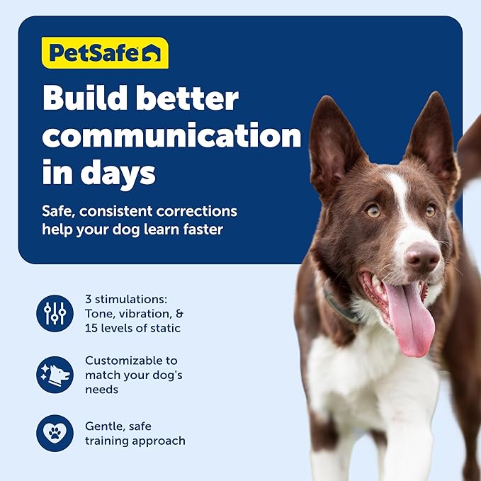 PetSafe Remote Trainer Dog Training Collar - 3 Training Modes: Tone, Vibration, 15 Levels of Static Stimulation, Standard for Dogs Over 8lb+ - Waterproof, Durable, Rechargeable - 100 Yards (300 Feet)