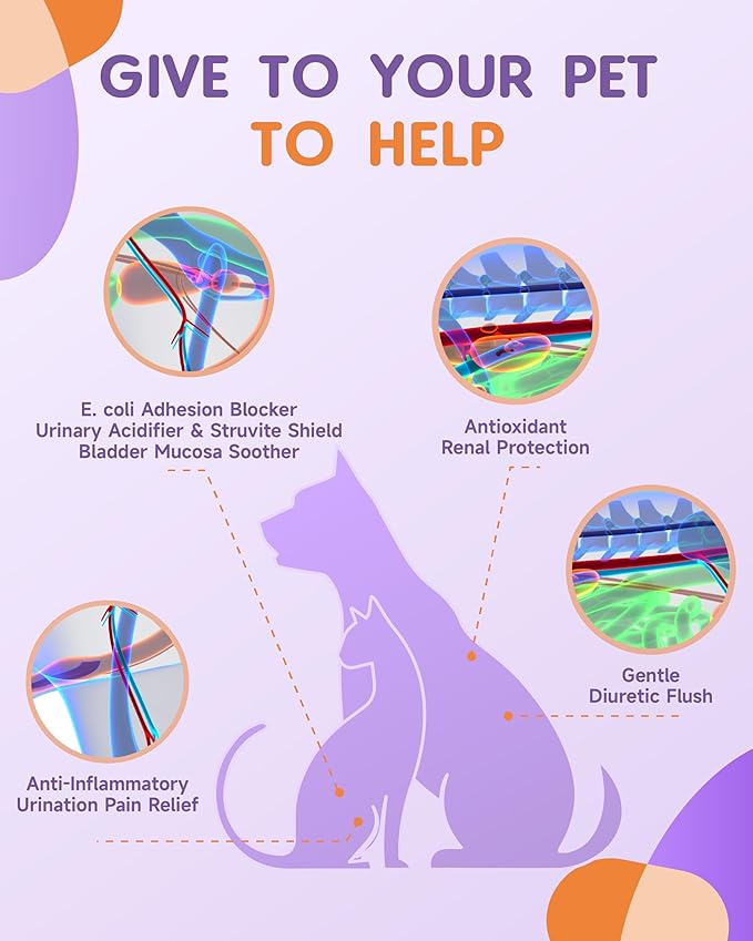 Cat & Dog Urinary Tract Infection Treatment - Cat UTI Treatment - Dog UTI Treatment - for Kidney, Bladder, Urinary Tract - Cranberry Supplement for Dogs Cats with Marshmallow Root, Dandelion, Parsley
