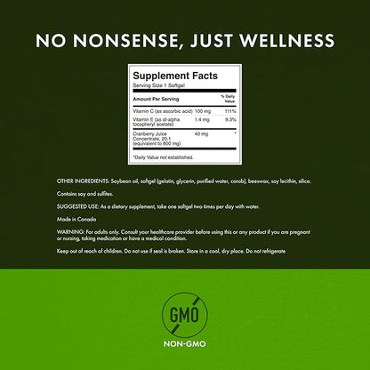 Swanson Cranberry 20:1 Juice Concentrate Urinary Tract and Kidney Health Supplement for Women and Adults Seeking Bladder Support with Vitamins C & E (180 Softgels, 3 Pack)